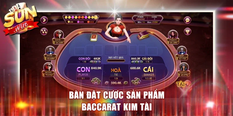 Bàn đặt cược sản phẩm Baccarat Kim Tài